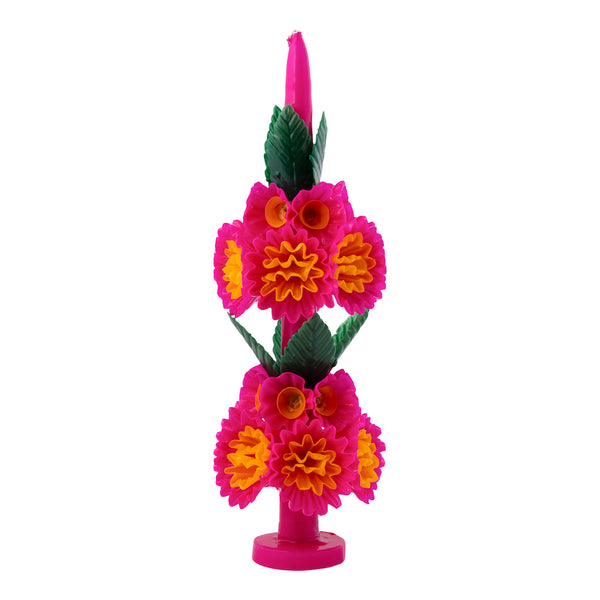 Oaxacan Floral Candle - Fuchsia