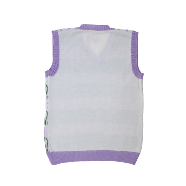 Lavender Sweater Vest in White