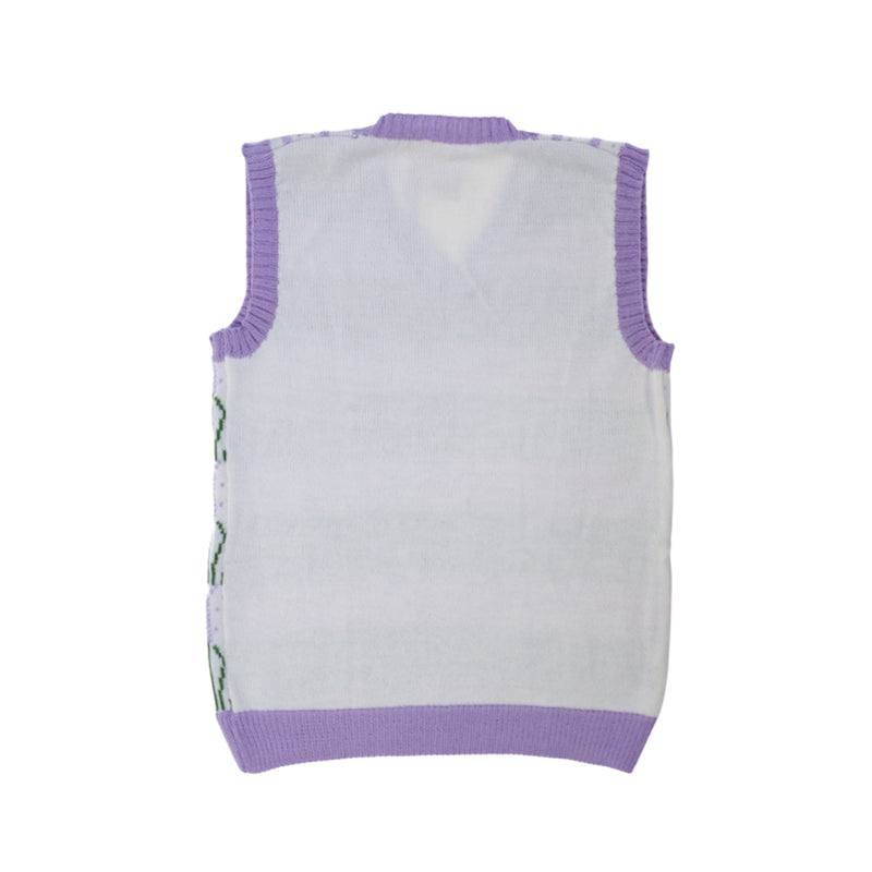Lavender Sweater Vest in White
