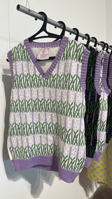 Lavender Sweater Vest in White