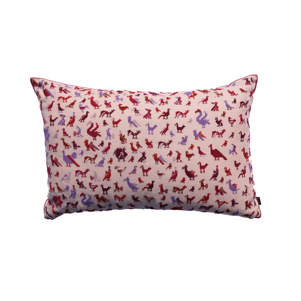Embroidered Pillow - Lilac and Crimson