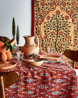 Ikat Tablecloth - Toasted Berry Flower