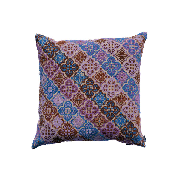 Embroidered Pillow Moon of Ramallah - Chocolate and Purple