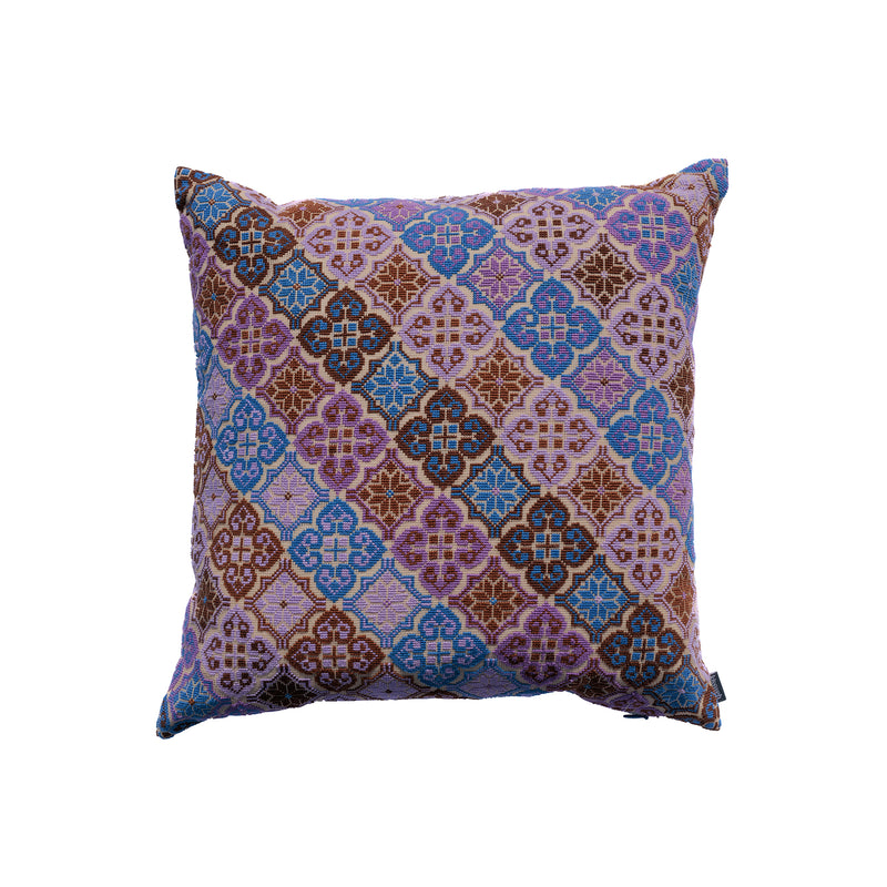 Embroidered Pillow Moon of Ramallah - Chocolate and Purple