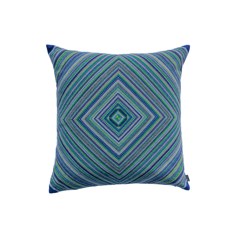 Embroidered Pillow Petra Squares - Emerald and Indigo
