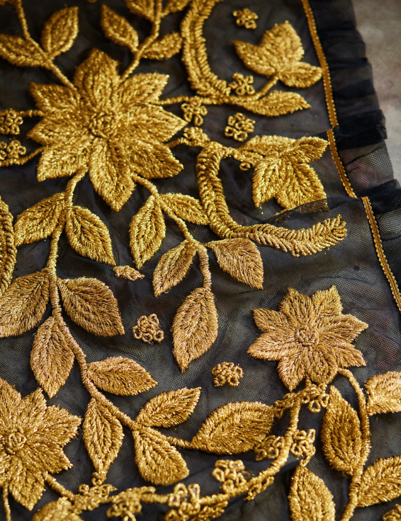 Metallic Gold Embroidered Shawl