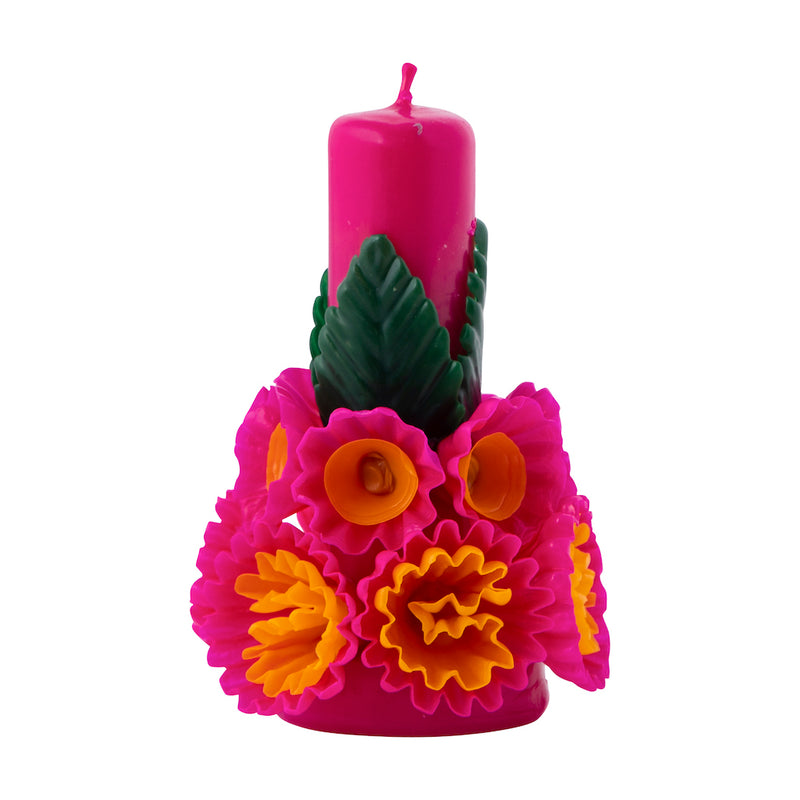 Oaxacan Floral Candle - Fuchsia