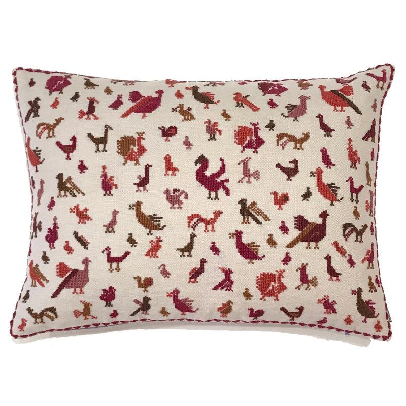 Embroidered Pillow - Birds Autumn