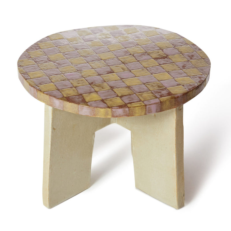 Checkered Stool - Orchid/Lemon