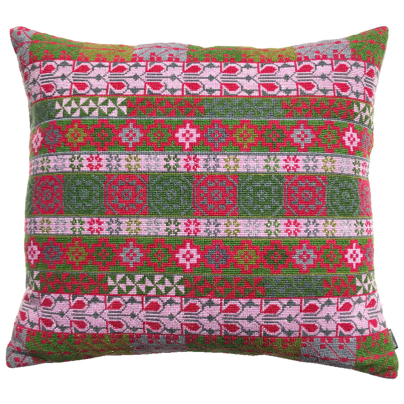 Embroidered Pillow - Malak Crimson & Emerald